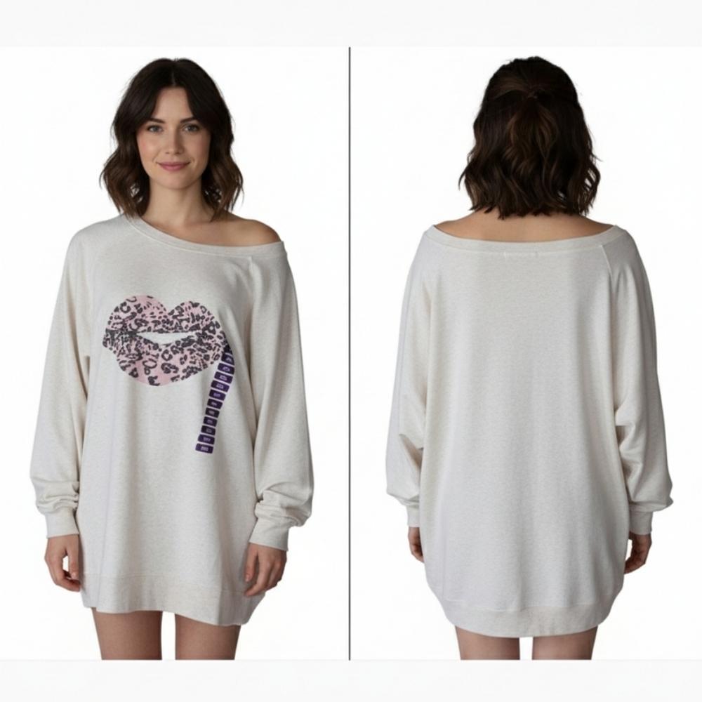 WILDFOX LEOPARD LIP WOMEN'S SWEATSHIRT SIZE 2XL
